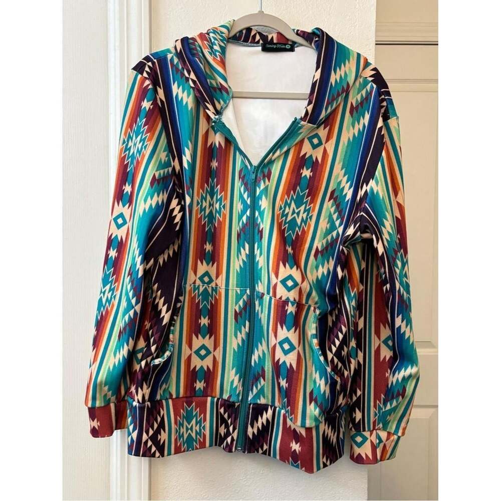 Bold Southwest-inspired zip hoodie.